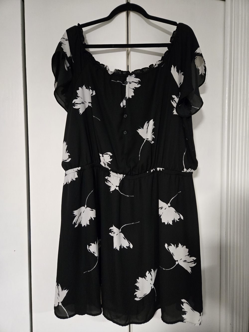 Maurices Black Mini Dress with White Floral Print